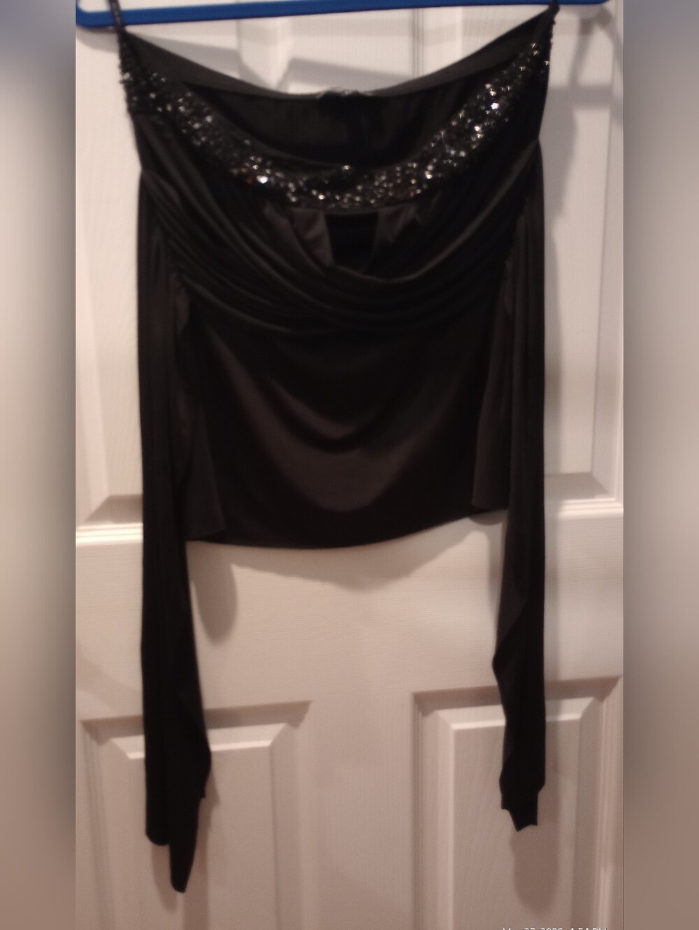 Rampage Black Sequin Embellished Neckline Top
